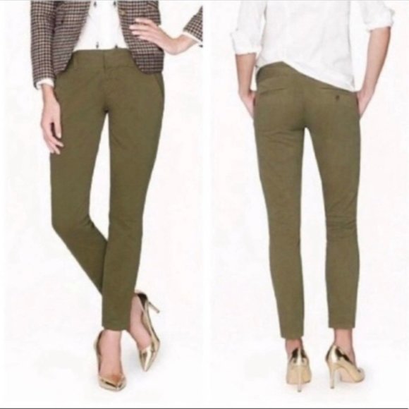 J. Crew Andie Chino Pants in Olive Moss - Picture 2 of 13